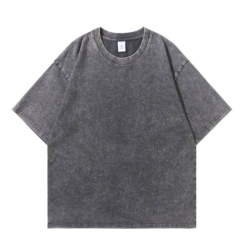 American Retro 250G Pure Cotton Washed Vintage T-Shirt For Men, Loose Fit, Drop Shoulder, Base Layer Shirt, Trendy Brand Short-Sleeve Men'S T-Shirt - Image 1