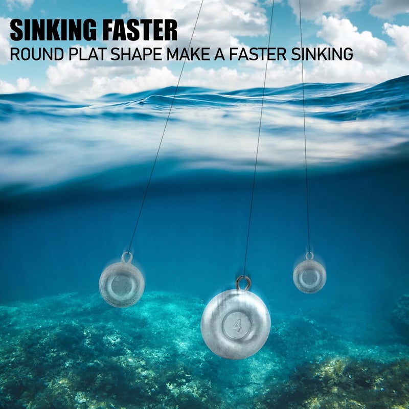 Dr.Fish Fishing Coin Sinkers Lead Fishing Weights Disc Weights No Roll Freshwater Saltwater River Bank Surf Fishing Catfishing - Image 5