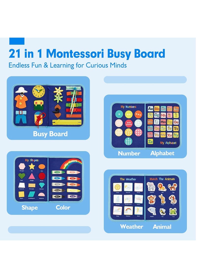 Mmmon Busy Board for Baby, Montessori Toys for 2+ Year Old Boy Birthday Gift, Preschool Learning Activities Toddlers with Life Skills, Alphabet, Number, Shape, Color, Animal, Weather  - Image 2