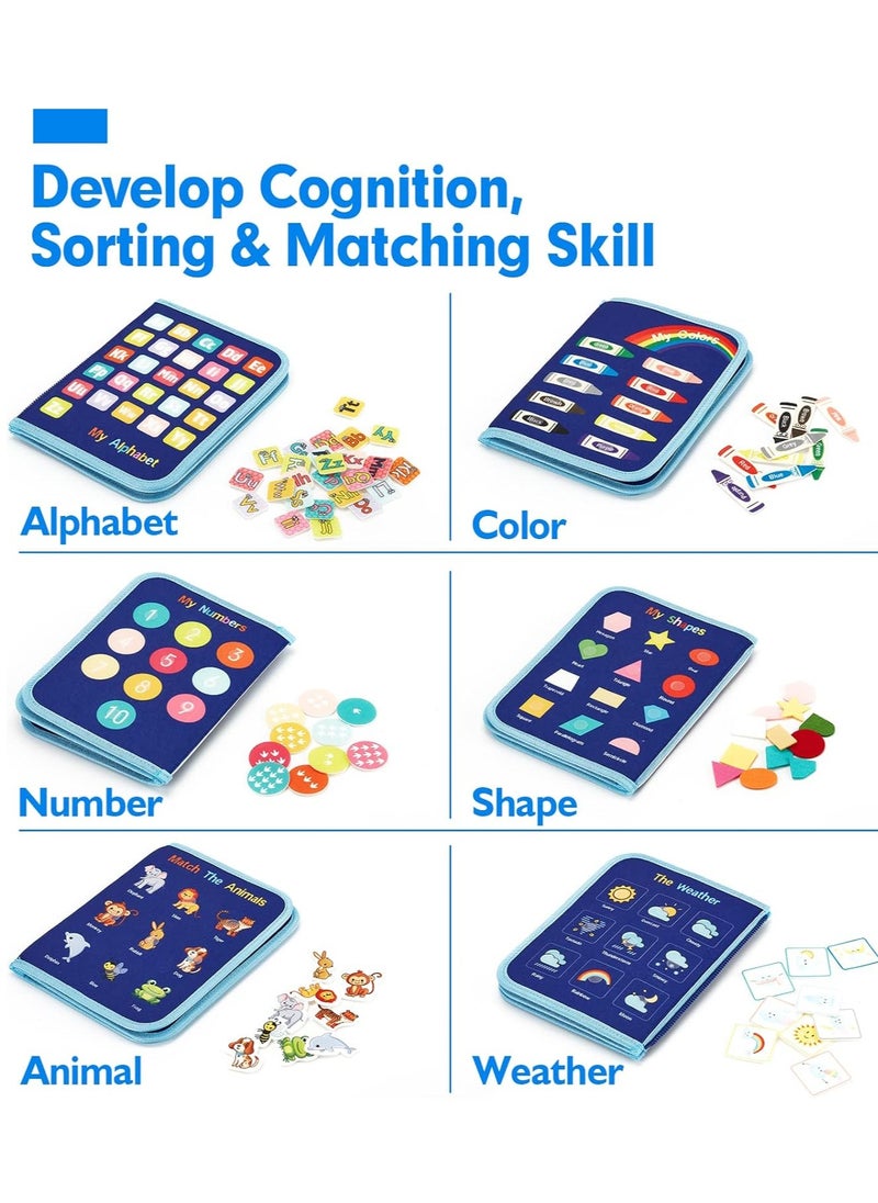 Mmmon Busy Board for Baby, Montessori Toys for 2+ Year Old Boy Birthday Gift, Preschool Learning Activities Toddlers with Life Skills, Alphabet, Number, Shape, Color, Animal, Weather  - Image 4