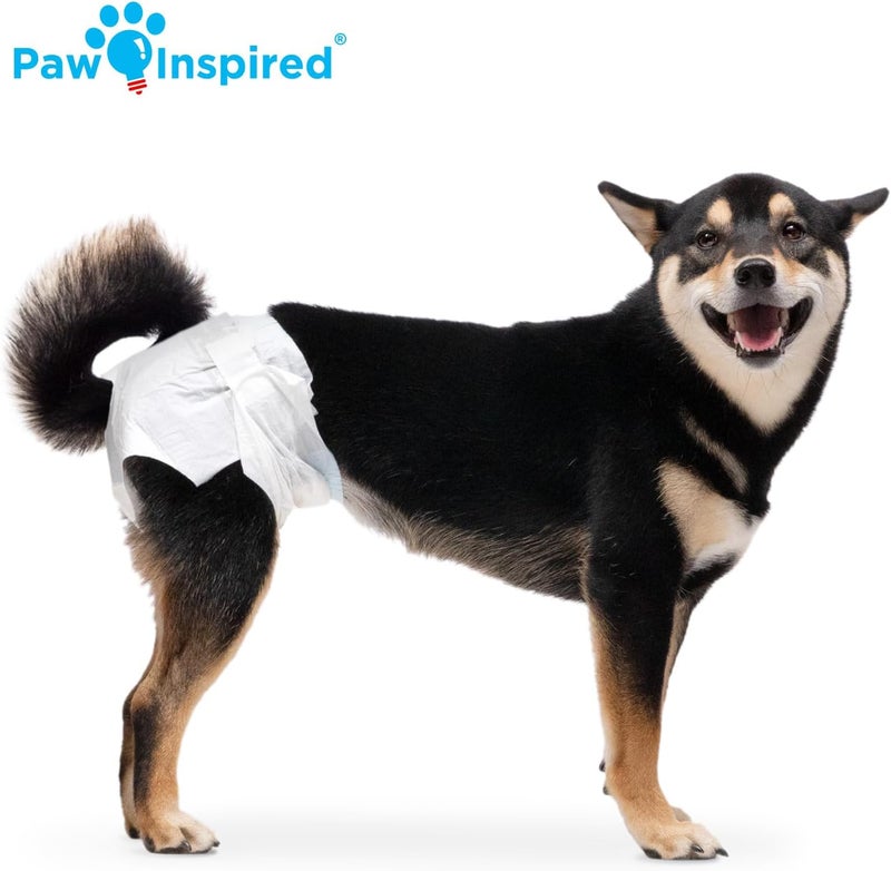 Paw Inspired مناديل صحية للكلاب قابلة للتخلص من ماركة Paw Inspired، سعة 32 قطعة | مناديل صحية للكلاب الإناث بحماية فائقة | مناسبة للكلاب في فترة الحرارة، أو التي تعاني من مشاكل في التبول أو عدم القدرة على التحكم في التبول (متوسطة الحجم) - Image 4