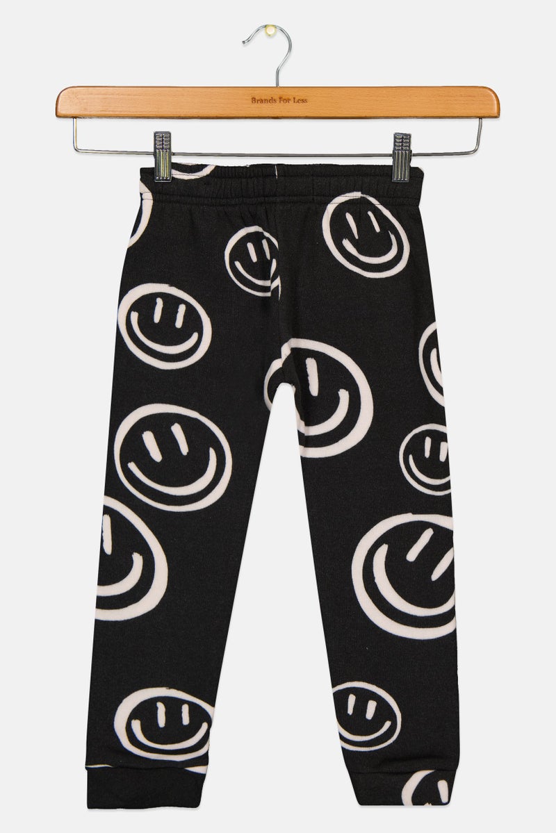 brooklyn Kids Boy Drawstring Allover Print Jogger Pants, Black - Image 3