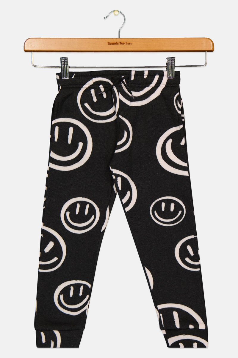 brooklyn Kids Boy Drawstring Allover Print Jogger Pants, Black - Image 2