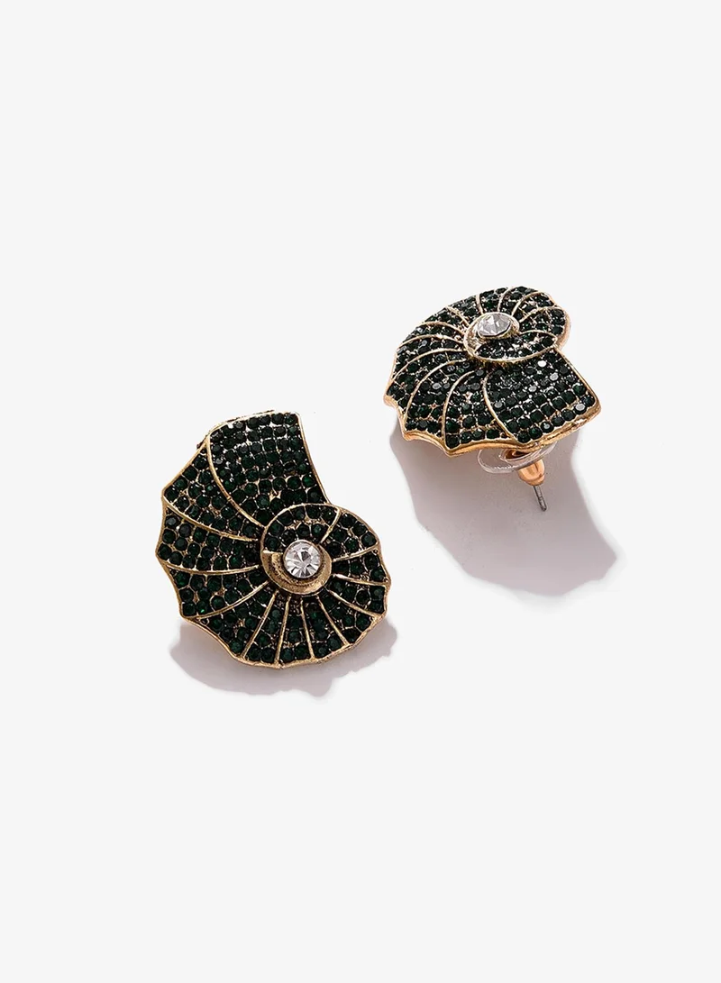 سوهي Green Designer Stone Artificial Stud Earring Jewellery