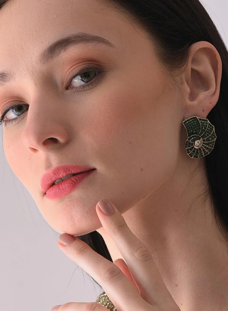 سوهي Green Designer Stone Artificial Stud Earring Jewellery