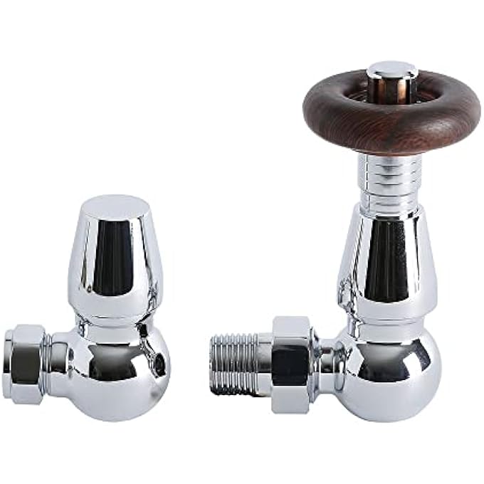 THERMOSTATIC CORNER RADIATOR VALVES - TRADITIONAL DESIGN 1/2" X 15MM METAL HEAD RADIATOR VALVES - Image 2
