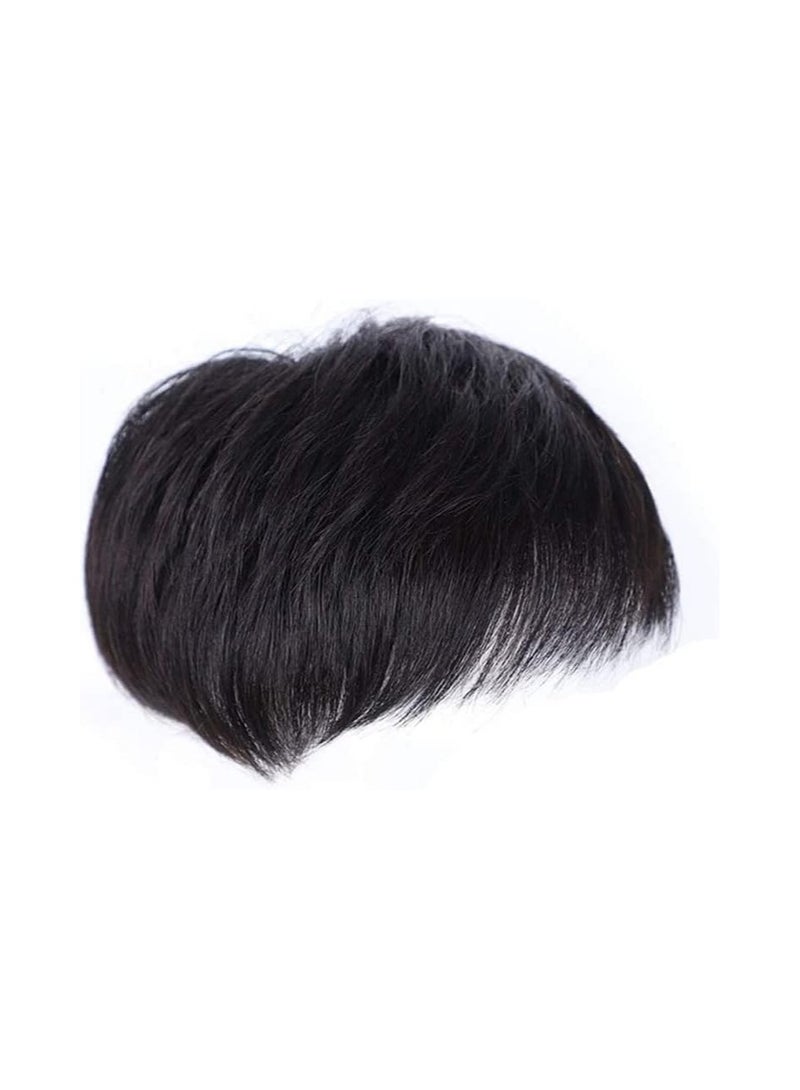 إستيل شعر مستعار بدون عقد للرجال، شعر مستعار آلي للشعر القصير، قطعة بديلة للشعر الحقيقي بالكامل، قطعة شعر مستعار مناسبة للأشخاص الذين يعانون من تساقط خط الشعر الطبيعي، تصميم هامشي مائل 16 × 18 - Image 1