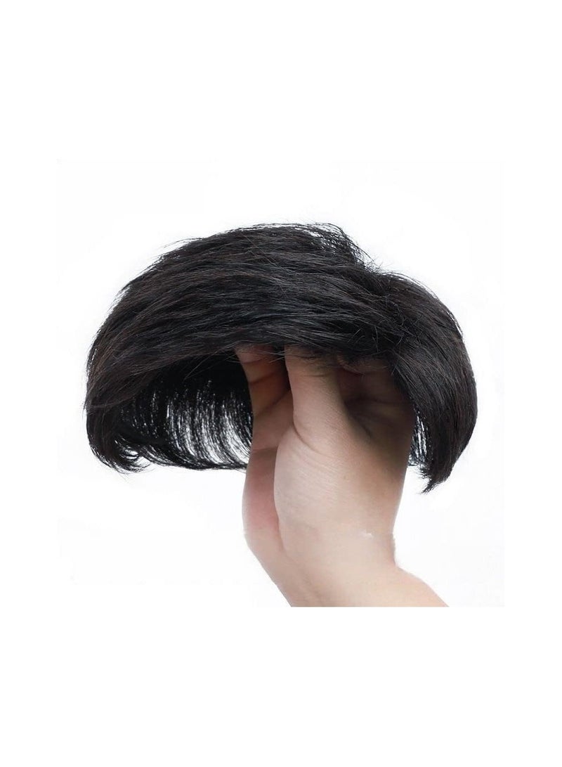 إستيل شعر مستعار بدون عقد للرجال، شعر مستعار آلي للشعر القصير، قطعة بديلة للشعر الحقيقي بالكامل، قطعة شعر مستعار مناسبة للأشخاص الذين يعانون من تساقط خط الشعر الطبيعي، تصميم هامشي مائل 16 × 18 - Image 2