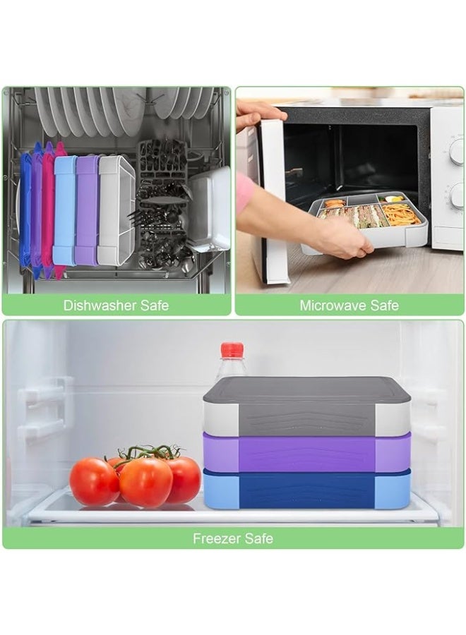 Lunch Box for Kids & Adults, Rectangular, Grey, 1330 ml, 6 Compartments, Leak-proof, Microwave & Dishwasher Safe(Grey) - Image 4