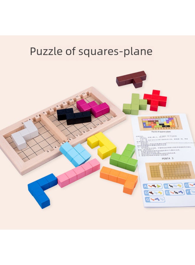 Wooden Early Education Building Blocks Plane Three-dimensional Block Puzzle Parent-child Interactive Enlightenment Development Logical Thinking Toys-Color:MZM-three-dimensional Wooden Box - Image 2