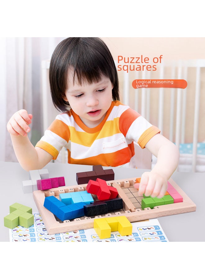 Wooden Early Education Building Blocks Plane Three-dimensional Block Puzzle Parent-child Interactive Enlightenment Development Logical Thinking Toys-Color:MZM-three-dimensional Wooden Box - Image 3