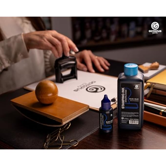 STAMPING INK 5X 250ML, REFILL INK FOR SOAKING STAMP PADS AND STAMP MACHINES, BLACK, BLUE, GREEN, RED, VIOLET WITHOUT OIL - Image 3