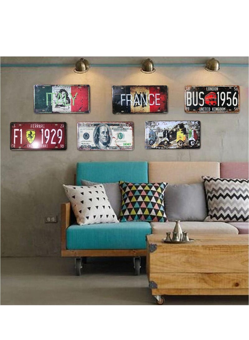 LINGWEI Wall Plate Tin Sign Metal Poster Plate Painted Modern Design Car Plate Tin Metal Wall Art Signs Cafe Thick Tinplate Wall Decoration Print Poster - Image 3