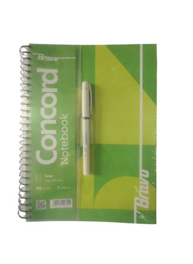 Concord notebook A4 198 sheets green - 7 subjects