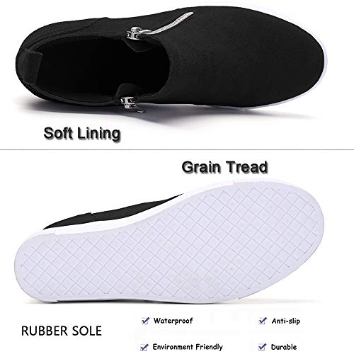 Athlefit Women's Hidden Wedge Sneakers Platform Booties Casual Shoes Wedgie Sneakers Size 6.5 Black - Image 4