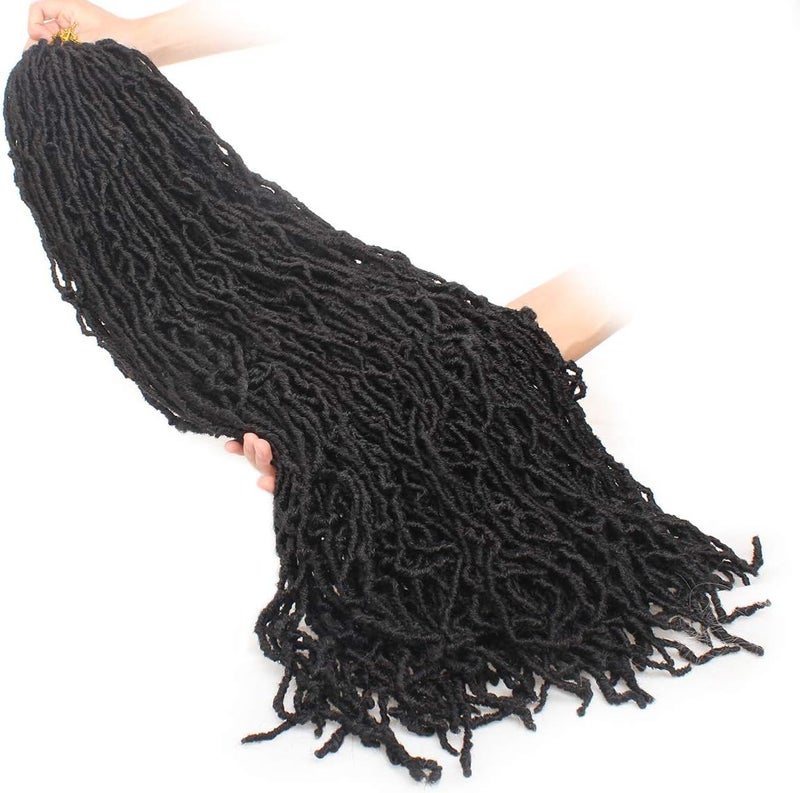 Leeven 30 Inch Soft Locs Crochet Hair for Women Nu Faux Locs Crochet Braids 7 Pack Goddess Faux Locs Crochet Hair Extensions 1B# - Image 2