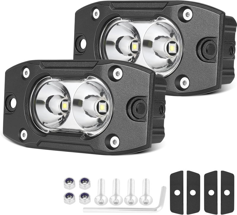 OFFROADTOWN Flush Mount LED Pods - 2PCS 40W Spot Offroad Driving Lights for Trucks, UTV, SUV, ATV - Image 1