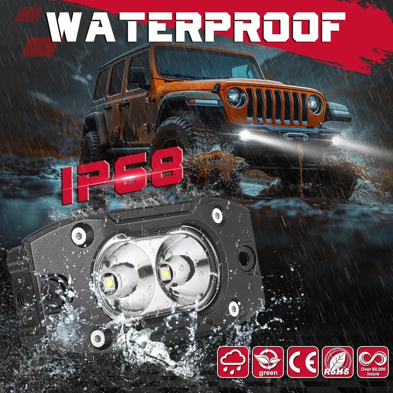 OFFROADTOWN Flush Mount LED Pods - 2PCS 40W Spot Offroad Driving Lights for Trucks, UTV, SUV, ATV - Image 5