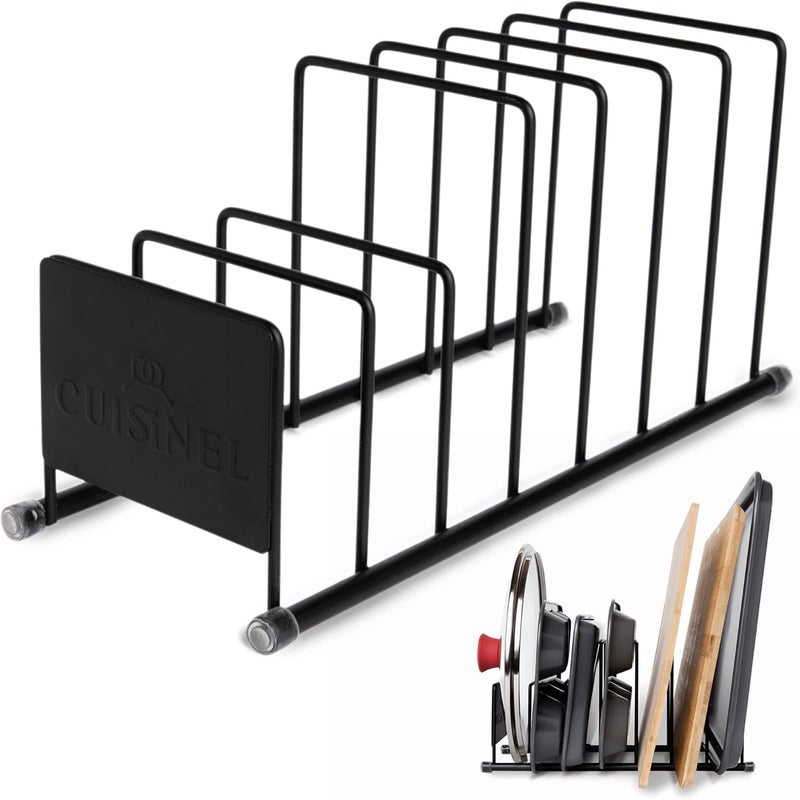 Cuisinel Pot Lid and Dish Organizer Rack - Matte Black Kitchen Storage/Organization Stand - 7-Tier Cabinet/Counter, Cookware, Pots and Pan Lids/Covers, Cutting Board Holder Organizer - Image 1