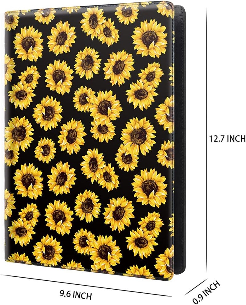WAVEYU Portfolio Case for Women, Cute Padfolio Cover Folder, Conference/Resume/Legal Document Organizer with Letter/A4 Size Clipboard Hardboard, Business Card Holders, Document Sleeve, Sunflower - Image 3