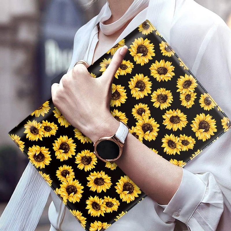 WAVEYU Portfolio Case for Women, Cute Padfolio Cover Folder, Conference/Resume/Legal Document Organizer with Letter/A4 Size Clipboard Hardboard, Business Card Holders, Document Sleeve, Sunflower - Image 4