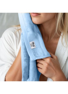 Rest Towel Set 6Pc Sky Blue Luxury Hotel Bedroom Super Soft Absorbent Durable Washable Quick Dry Cotton Family Bath Towels - 2 Bath Towel 70X140Cm 2 Hand Towel 50X100Cm & 2 Face Towel 30X30Cm  - Image 5