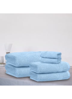 Rest Towel Set 6Pc Sky Blue Luxury Hotel Bedroom Super Soft Absorbent Durable Washable Quick Dry Cotton Family Bath Towels - 2 Bath Towel 70X140Cm 2 Hand Towel 50X100Cm & 2 Face Towel 30X30Cm  - Image 1