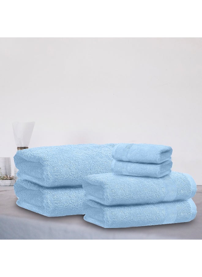 Rest Towel Set 6Pc Sky Blue Luxury Hotel Bedroom Super Soft Absorbent Durable Washable Quick Dry Cotton Family Bath Towels - 2 Bath Towel 70X140Cm 2 Hand Towel 50X100Cm & 2 Face Towel 30X30Cm  - Image 1