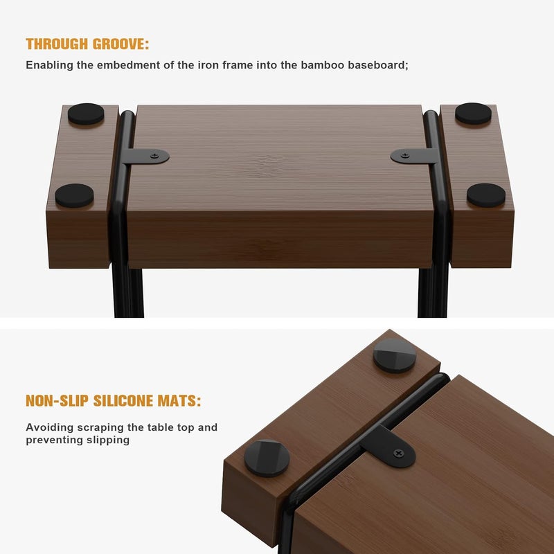 Wican Napkin Holder for Table, Bamboo Iron Standing Napkin Dispenser for Dining Table Farmhouse Cocktail Picnic Rustic Wood Holders All Kitchen Dining Room Decor Black & Brown - Image 5
