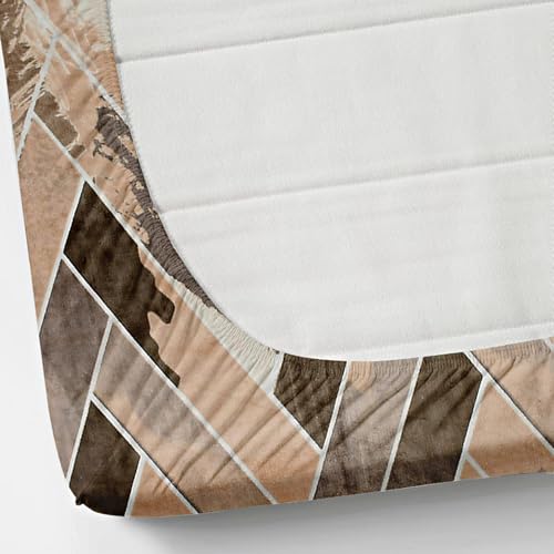 DECOREZA Super Warm Elastic Fitted Warm Flannel Bedsheet King Size Warm Velvet Bedsheet for Winter Double Bed | 2 Pillow Covers, Size - 72 x 78 Inches (Cream N Brown) - Image 3