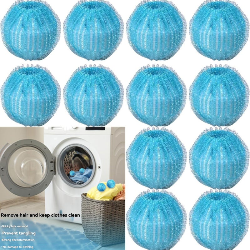 Anti-Tangle Laundry Balls Blue Dense Nylon Hooks - Powerful Lint & Pet Hair Removal Laundry Lint Remover for Drum Washing Machine, Home Laundry Use - Image 1