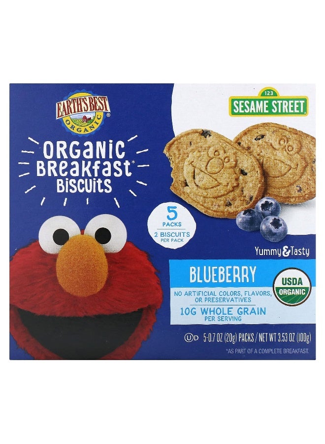 EARTHS BEST Earth's Best, Organic Breakfast Biscuits, 2 Years and Up, Blueberry, 5 Packs, 0.7 oz (20 g) Each  - Image 1