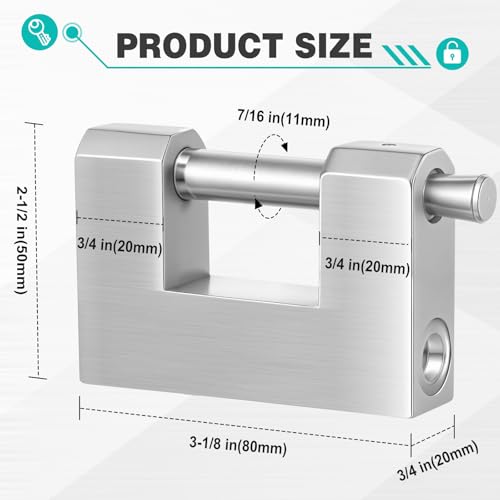 Blulu 4 Pack Heavy Duty Lock for Shipping Container with Stainless Steel Keys Stainless Steel DShaped Padlock for Garage Door Shed Storage Unit Locker and Warehouse 80mm - Image 3
