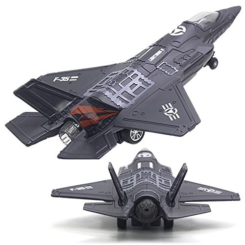 OTONOPI Fighter Jet Military Plane Model F35 Aircraft Army Air Force Diecast Metal Pull Back Bomber Attack Plane with Lights and Sounds for Kids or Commemorate Collection - Image 1