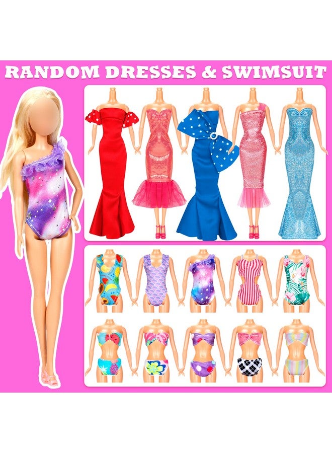 Bymore 58 Pcs Doll Clothes And Accessories, 5 Wedding Gowns 5 Fashion Dresses 4 Slip Dresses 3 Tops 3 Pants 3 Bikini Swimsuits 20 Shoes For 11.5 Inch Doll Christmas Stocking Stuffers Girls Gift Age 5 7 8 10 - Image 4