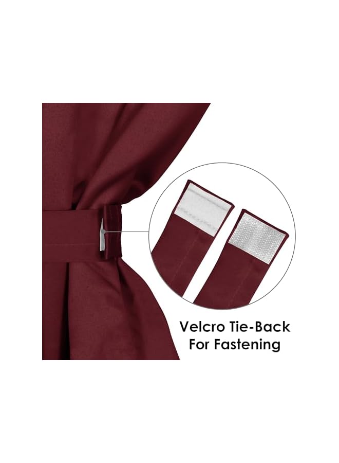 The Bros Blackout Curtains, for Living/Bedroom. Premium Faux Silk, Rich Polyester. Light Blocking, Thermal Insulation, Noise Reduction. Grommet. Dark Red, 2 Panels, 215cm/7ft - Image 3