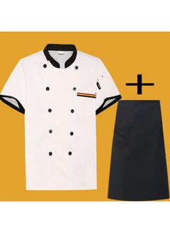 NIBEMINENT Summer Short Sleeve Chef Jacket Catering Chef Workwear Barista Baker Cook Coat Uniform Waiter Restaurant Hotel Clothes  - Image 1