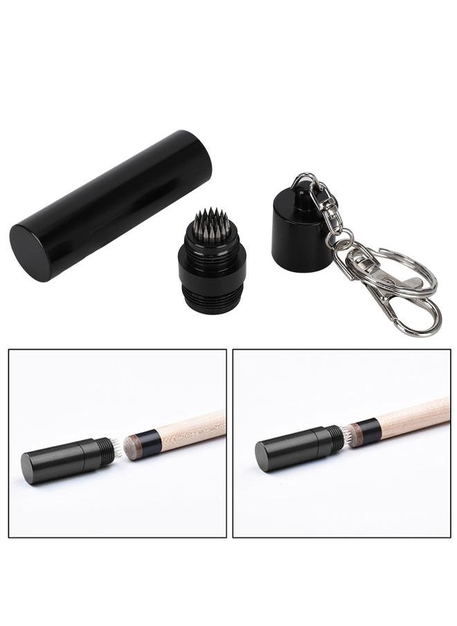 Portable Snooker Pool Cue Stick Pick Tip Shaper with Chain Metal Repair Tool AccessoriesBlack