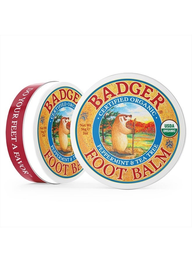 Badger Foot Balm, Organic Tea Tree & Olive Oil Foot Care for Dry Cracked Heels, Cracked Heel Repair for Dry Cracked Feet, Foot Cream Heel Balm, 2 oz (2 Pack) - Image 3