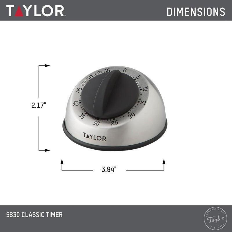 Taylor Precision Products RA14276 Mechanical Stainless Steel Timer for Kitchen, School, and Projects - Multicolor - Image 4