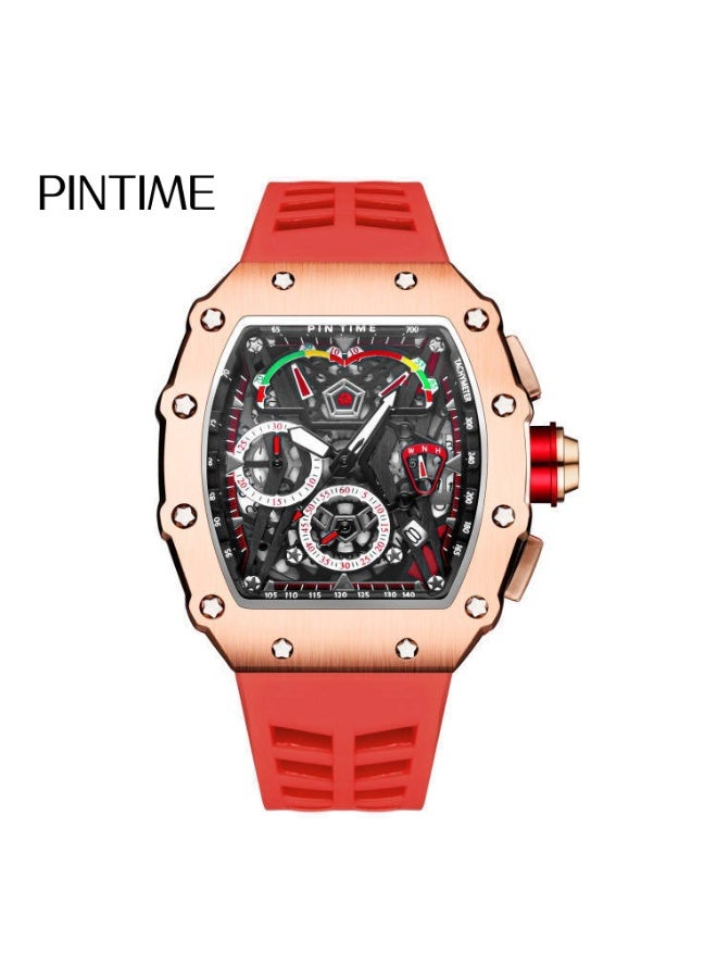 PINTIME Fashion Mens Watch Hallow Punk Chronograph Sports Wristwatch Luxury Designer Mens Watch - Image 1