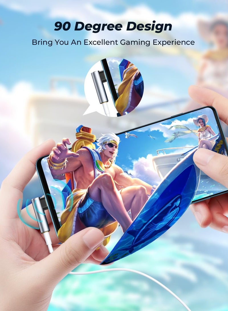 KASTWAVE 2 Pack USB C to 3.5mm Audio Adapter Type C Aux Headphone Jack DAC Stereo Mic HiFi Right Angle Dongle For iPad Pro Air 5 4, Pixel 7 Pro, Galaxy S23 S23+ S23 Ultra S22 S21 S20 - Image 4