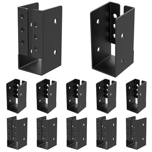 FMhotu ConcealedFlange Joist Bracket 12 Pack 2x4 Outdoor Concealed Mount Light Joist Hanger with Screws Q235B Steel Powder Coated for Beam Swing Handrail Fence - Image 3