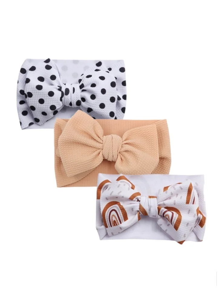 Bambimici Mira Assorted Big Ribbon Bow Headband For Babies Black & White Polka Dots Print