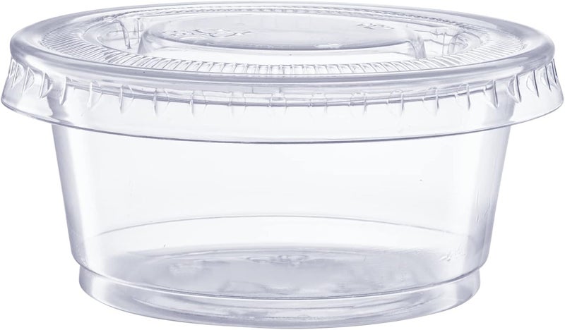 Gusto [2 oz.-100] Count Clear Disposable Plastic Portion Cups with Lids - Soufflé Cups, Jello Shot Cups With Lids, Clear Plastic Containers Perfect for salad Dressing and More- Formerly Comfy Package - Image 4