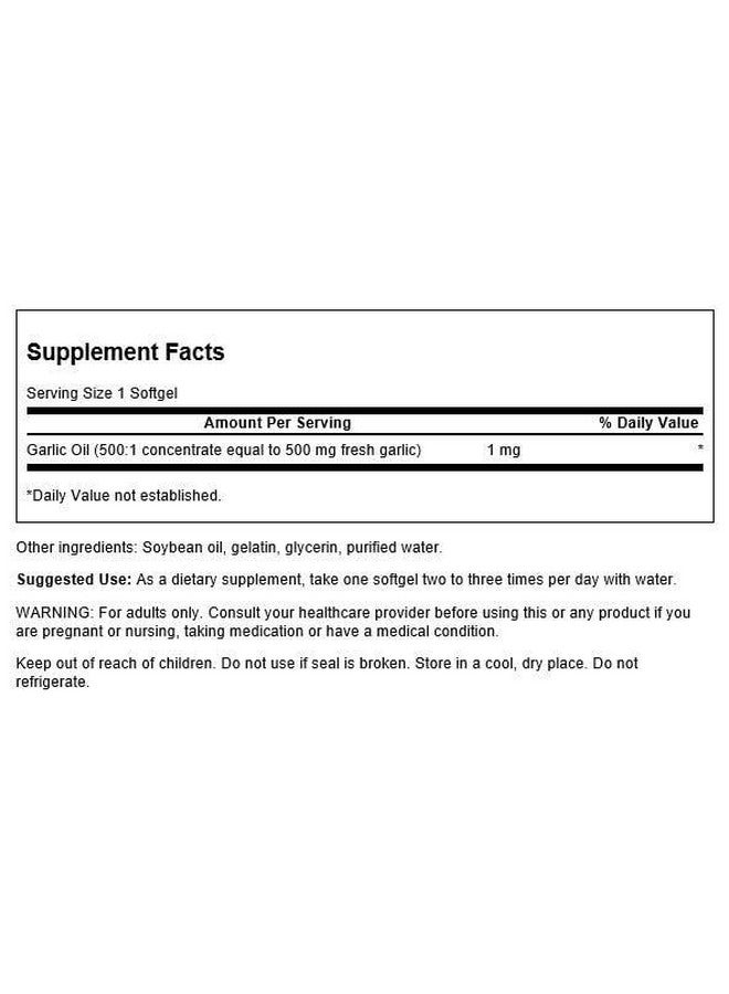 Swanson Garlic Oil Equivalent to 500 Milligrams 250 Sgels - Image 2