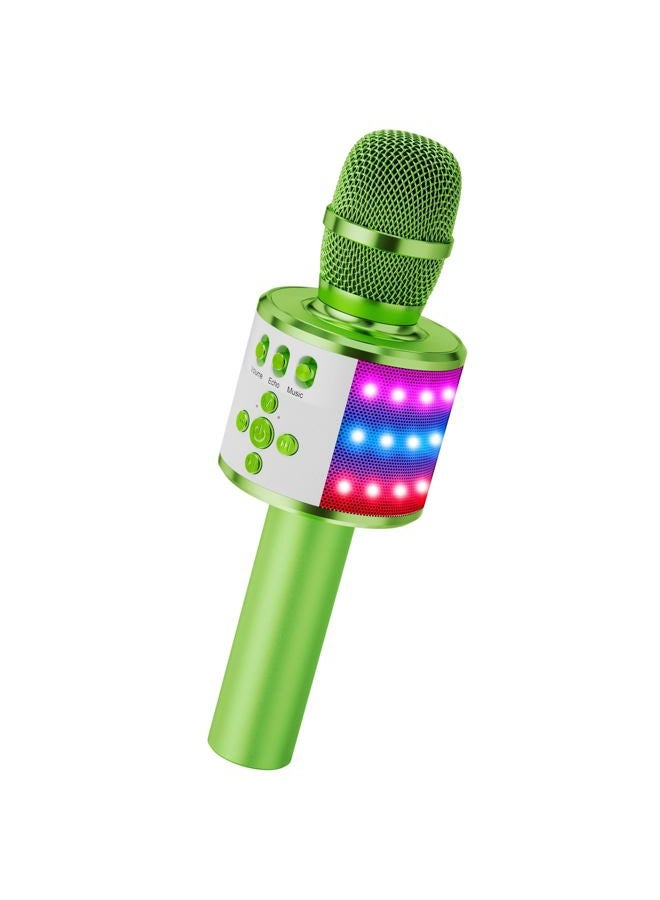 BONAOK Karaoke Microphone for Kids & Adults - Bluetooth Microphones Singing Mic with Disco Lights, Echo Effect, Built-in Speaker Portable Karaoke Player for Party Travel Gifts Q78(Green) - Image 1
