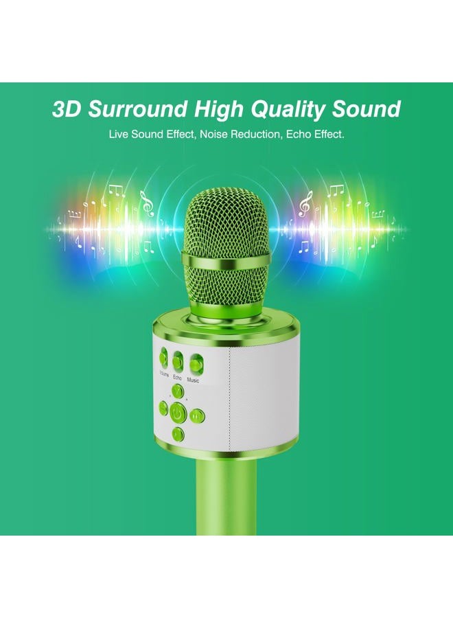 BONAOK Karaoke Microphone for Kids & Adults - Bluetooth Microphones Singing Mic with Disco Lights, Echo Effect, Built-in Speaker Portable Karaoke Player for Party Travel Gifts Q78(Green) - Image 2