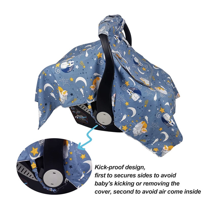 ICOPUCA Car Seat Covers for Babies & Newborn Nursing Cover, Multi in 1 Cozy Baby car seat Covers-carseat Canopy, All Seasons Winter Suitable, Smart Opening, Sturdy Fasten Loop, Neutral, Cotton & White Minky; - Image 5