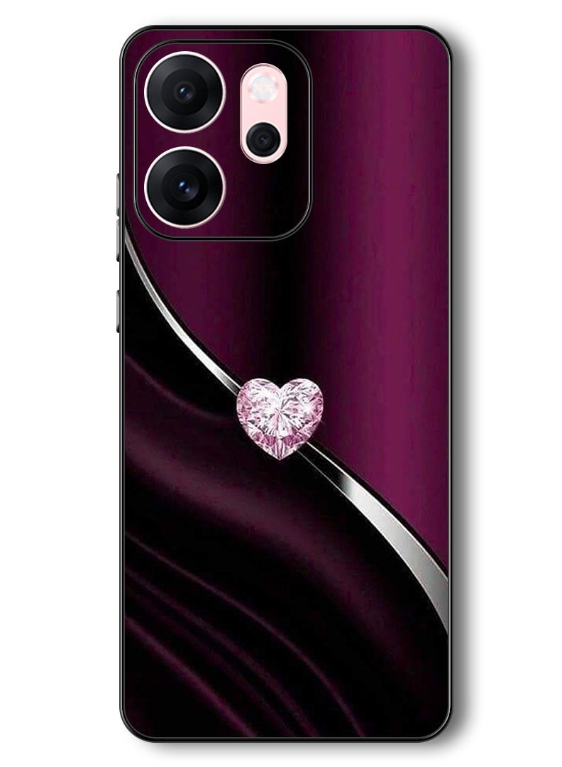 Theodor Case Compatible with Oppo Reno 14 F 6.57 Inch Protection Shockproof Bumper Cover Diamond Heart - Image 1